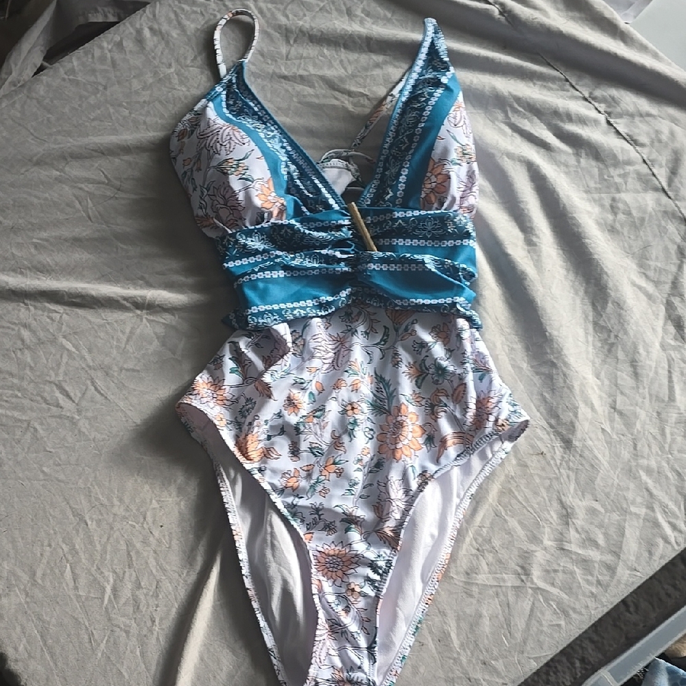 Floral Blue and White  One Piece large